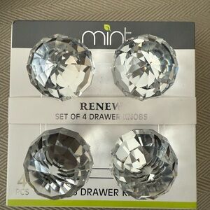 Mint Clear Crystal Drawer Knobs Set